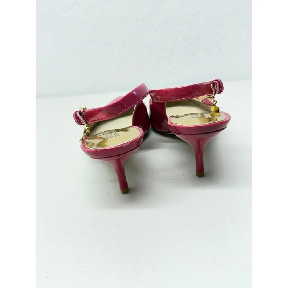 Michael Kors Pink Patent Leather Pointed Toe Slingback Kitten Heel Pumps 8 M